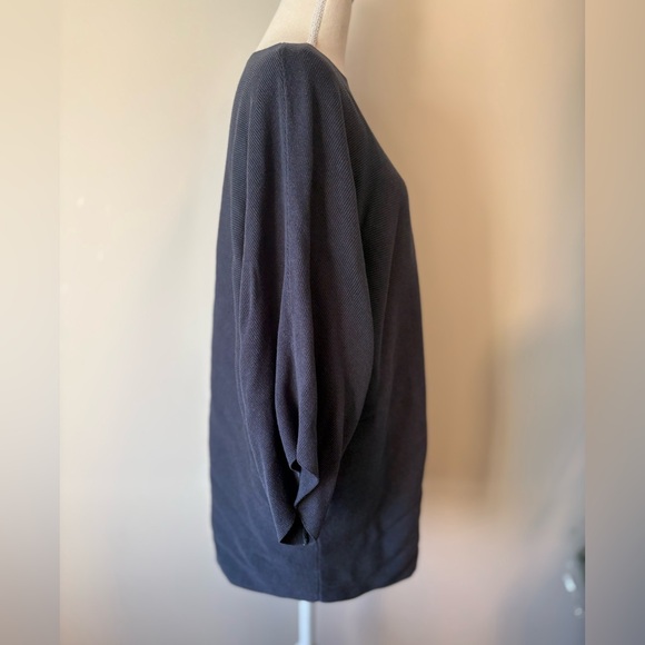Oak + Fort Blue Ribbed Tunic Top XS Wide Sleeve Structured Minimalist - Picture 4 of 10
